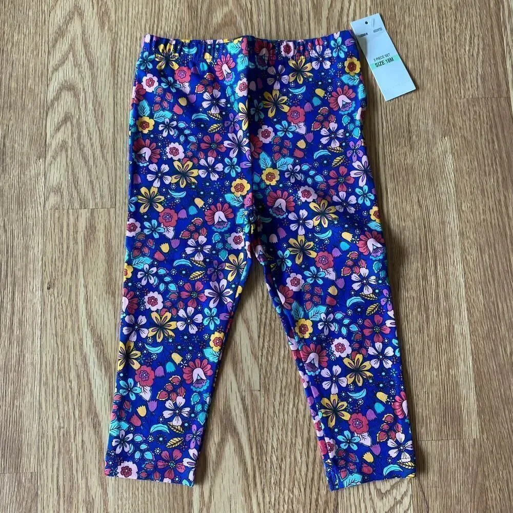 Kids Headquarters Flower Fox Long Sleeve 2 Piece Set Yellow Blue 18 Months